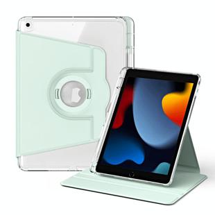 For iPad Pro 9.7 / 9.7 2018 / 2017 360 Rotation Detachable Clear Acrylic Leather Tablet Case(Light Green)