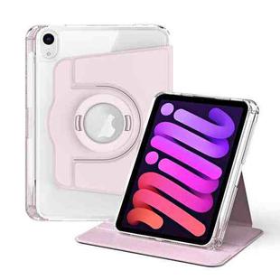 For iPad mini 6 360 Rotation Detachable Clear Acrylic Leather Tablet Case(Pink)