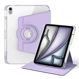 For iPad Air 11 2024 360 Rotation Detachable Clear Acrylic Leather Tablet Case(Light Purple)