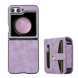 For Samsung Galaxy Z Flip5 Multifunctional Folding Phone Leather Case(Purple)