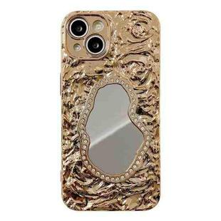For iPhone 14 Plus Rose Texture Mirror TPU Phone Case(Gold)