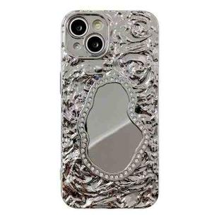 For iPhone 14 Plus Rose Texture Mirror TPU Phone Case(Silver)