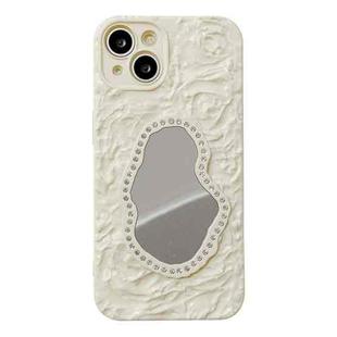 For iPhone 14 Plus Rose Texture Mirror TPU Phone Case(Beige)