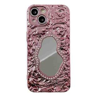 For iPhone 14 Rose Texture Mirror TPU Phone Case(Rose Gold)