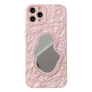 For iPhone 14 Pro Rose Texture Mirror TPU Phone Case(Pink)