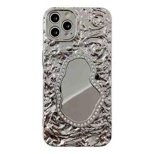 For iPhone 14 Pro Rose Texture Mirror TPU Phone Case(Silver)