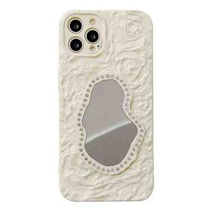 For iPhone 14 Pro Rose Texture Mirror TPU Phone Case(Beige)