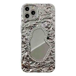 For iPhone 14 Pro Max Rose Texture Mirror TPU Phone Case(Silver)