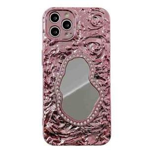 For iPhone 14 Pro Max Rose Texture Mirror TPU Phone Case(Rose Gold)