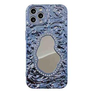 For iPhone 13 Pro Max Rose Texture Mirror TPU Phone Case(Blue)