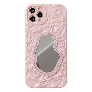 For iPhone 13 Pro Rose Texture Mirror TPU Phone Case(Pink)
