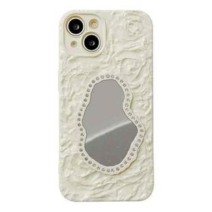 For iPhone 13 Rose Texture Mirror TPU Phone Case(Beige)