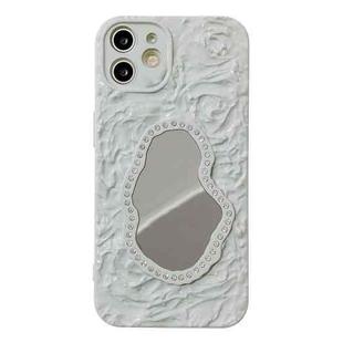 For iPhone 12 Rose Texture Mirror TPU Phone Case(White)