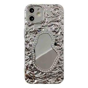 For iPhone 12 Rose Texture Mirror TPU Phone Case(Silver)