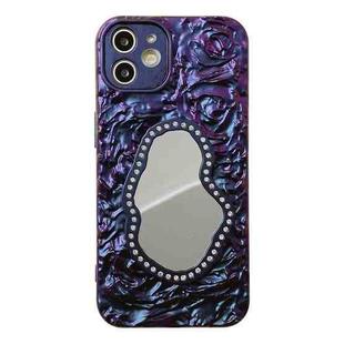 For iPhone 12 Rose Texture Mirror TPU Phone Case(Purple)
