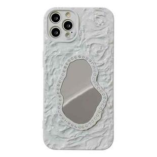 For iPhone 12 Pro Rose Texture Mirror TPU Phone Case(White)