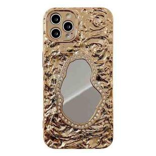 For iPhone 12 Pro Rose Texture Mirror TPU Phone Case(Gold)
