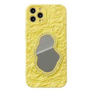 For iPhone 12 Pro Rose Texture Mirror TPU Phone Case(Yellow)