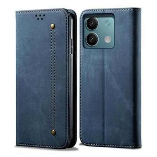For Xiaomi Redmi Note 13 Pro Denim Texture Casual Style Horizontal Flip Leather Case(Blue)