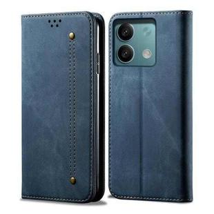 For Xiaomi Redmi Note 13 Denim Texture Casual Style Horizontal Flip Leather Case(Blue)