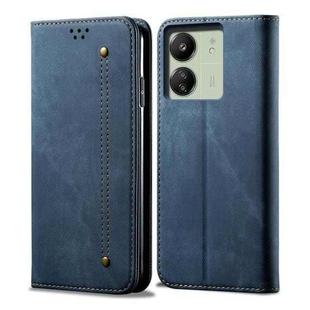 For Xiaomi Redmi 13C / Poco C65 Denim Texture Casual Style Horizontal Flip Leather Case(Blue)