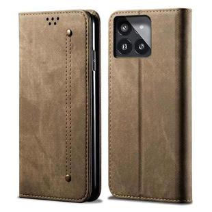For Xiaomi Redmi K70E Denim Texture Casual Style Horizontal Flip Leather Case(Khaki)