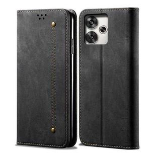 For Xiaomi Redmi 13 4G Global Denim Texture Casual Style Horizontal Flip Leather Case(Black)