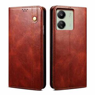 For Xiaomi Redmi 13C / Poco C65 Oil Wax Crazy Horse Texture Leather Phone Case(Brown)