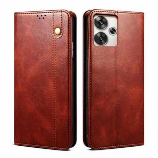 For Xiaomi Redmi Turbo 3 Oil Wax Crazy Horse Texture Leather Phone Case(Brown)