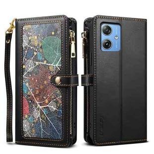 For Motorola Moto G54 Power 5G ESEBLE Star Series Lanyard Zipper Wallet RFID Leather Case(Black)