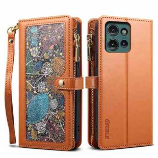 For Motorola Edge 50 5G Global ESEBLE Star Series Lanyard Zipper Wallet RFID Leather Case(Brown)