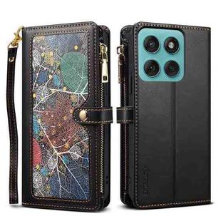For Motorola Edge 60 ESEBLE Star Series Lanyard Zipper Wallet RFID Leather Case(Black)
