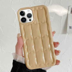 For iPhone 14 Pro 3D Grid Texture TPU Phone Case(Khaki)