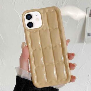 For iPhone 12 3D Grid Texture TPU Phone Case(Khaki)