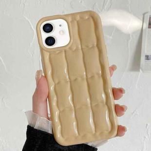 For iPhone 11 3D Grid Texture TPU Phone Case(Khaki)