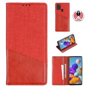 For Samsung Galaxy A21s MUXMA MX109 Horizontal Flip Leather Case with Holder & Card Slot & Wallet(Red)