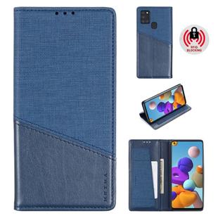 For Samsung Galaxy A21s MUXMA MX109 Horizontal Flip Leather Case with Holder & Card Slot & Wallet(Blue)