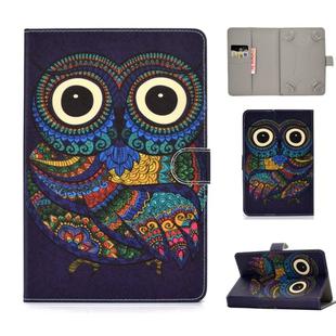 For 7 inch Universal Colored Drawing Pattern Horizontal Flip PU Leather Case with Holder & Card Slots(Owl)