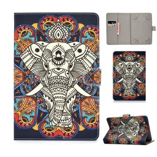 For 7 inch Universal Colored Drawing Pattern Horizontal Flip PU Leather Case with Holder & Card Slots(Colorful Elephant)