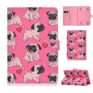 For 7 inch Universal Colored Drawing Pattern Horizontal Flip PU Leather Case with Holder & Card Slots(Love Dog)