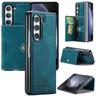 For Samsung Galaxy Z Fold5 JEEHOOD Retro Magnetic Detachable Wallet Phone Case(Blue)