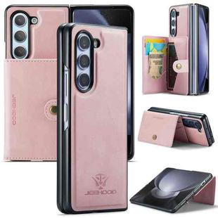 For Samsung Galaxy Z Fold5 JEEHOOD Retro Magnetic Detachable Wallet Phone Case(Pink)