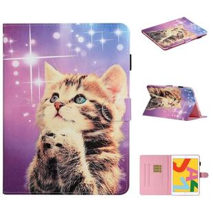 Colored Drawing Pattern Horizontal Flip PU Leather Case with Holder & Card Slot & Sleep / Wake-up Function For iPad Pro 10.2 2021 / 2020 / 2019 / 10.5 (2019)(Starry Cat)