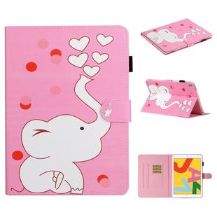 Colored Drawing Pattern Horizontal Flip PU Leather Case with Holder & Card Slot & Sleep / Wake-up Function For iPad Pro 10.2 2021 / 2020 / 2019 / 10.5 (2019)(Loving Elephant)