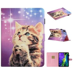 For iPad Pro 11 inch (2020) Colored Drawing Pattern Horizontal Flip PU Leather Tablet Case with Holder & Card Slot & Sleep / Wake-up Function(Starry Cat)