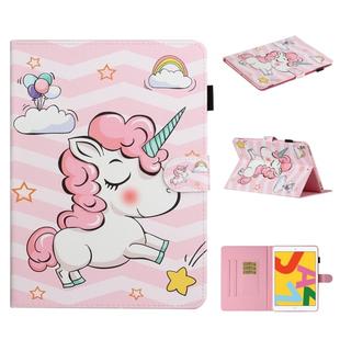 For iPad 9.7 (2017/2018) & Air 2 & Air & iPad Pro 9.7 Colored Drawing Pattern Horizontal Flip PU Leather Case with Holder & Card Slot & Sleep / Wake-up Function(Pink Unicorn)