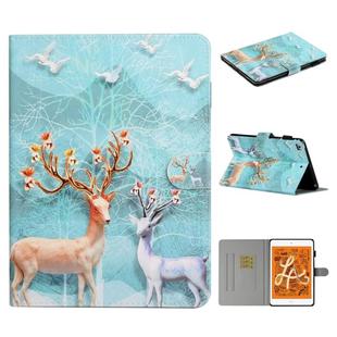 For iPad Mini 2019 & 4 & 3 & 2 & 1 Colored Drawing Pattern Horizontal Flip PU Leather Case with Holder & Card Slot & Sleep / Wake-up Function(Sika Deer)