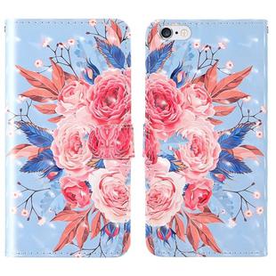 For iPhone 6 / 6s 3D Painting Colored Drawing Pattern Horizontal Flip TPU + PU Leather Case with Holder & Card Slots & Wallet & Lanyard(Colored Flowers)