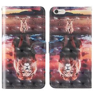 For iPhone 6 Plus / 6s Plus 3D Painting Colored Drawing Pattern Horizontal Flip TPU + PU Leather Case with Holder & Card Slots & Wallet & Lanyard(Dream Lion)