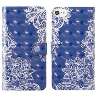 For iPhone 7 / 8 3D Painting Colored Drawing Pattern Horizontal Flip TPU + PU Leather Case with Holder & Card Slots & Wallet & Lanyard(White Lace)